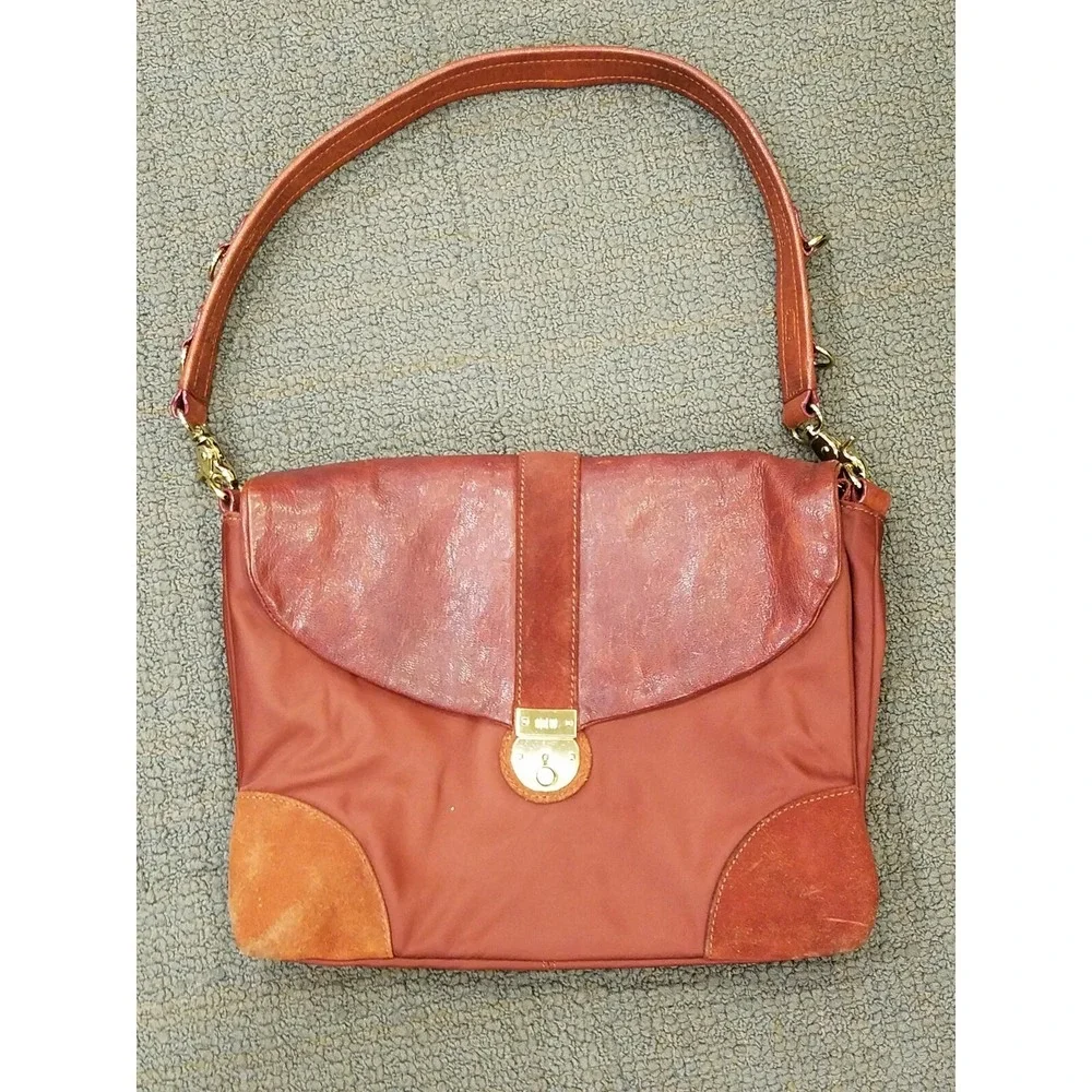 Mz Wallace New York Cross Body Handbag Purse Red Nylon Suede Goldtone Hardware
